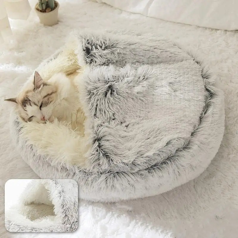 Cosy 2-in-1 Cat Bed: Soft Round Pet Mattress and Sleeping Bag