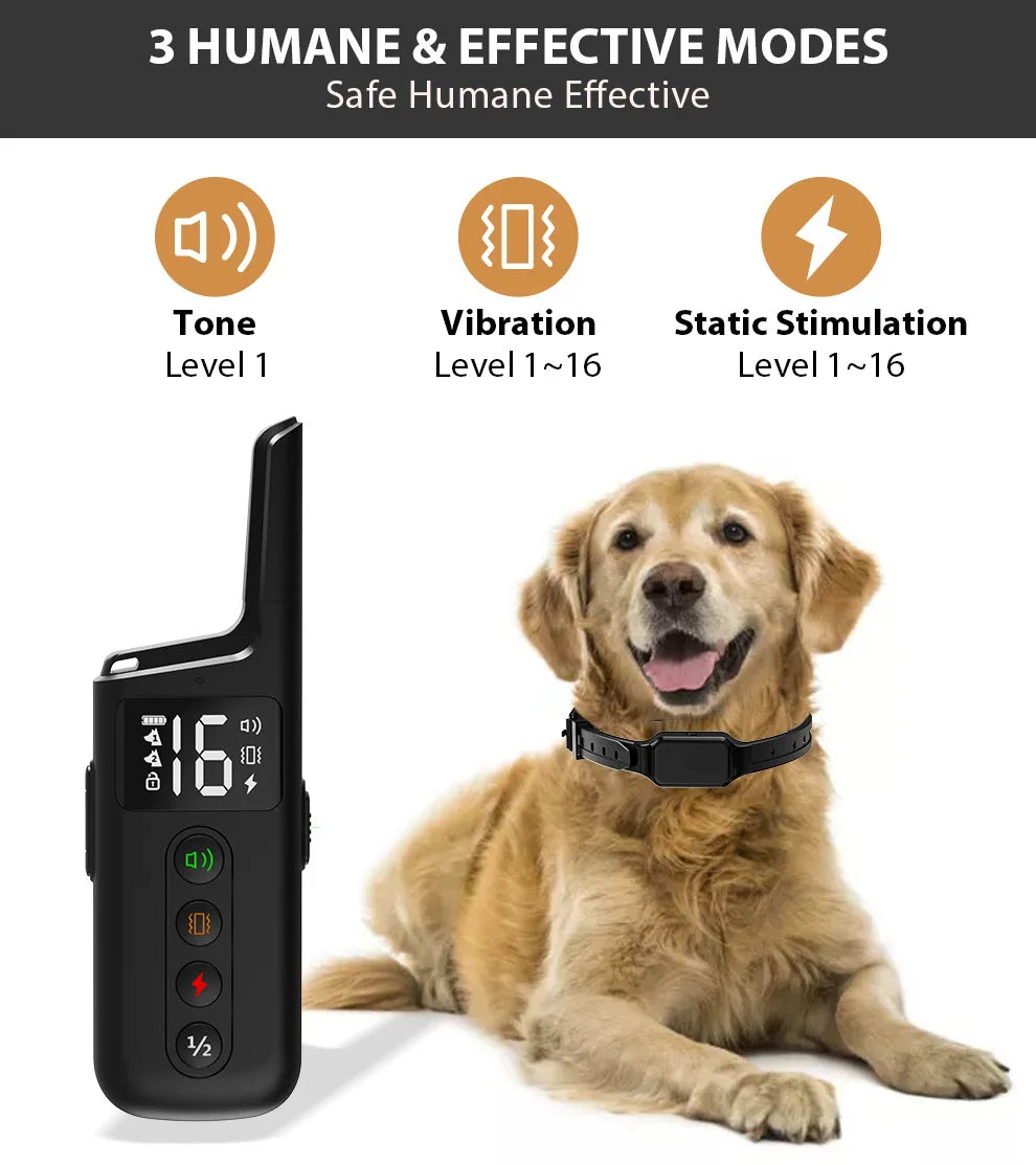 Ultimate Dog Training Collar – 1000ft Range, Beep/Vibration/Shock Modes, Anti-Bark Solution