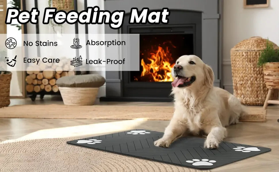 Absorbent Pet Feeding Mat S/M/L – Waterproof Placemat for Dogs & Cats, Quick-Dry Food & Water Bowl Mat with Non-Slip Rubber Backing