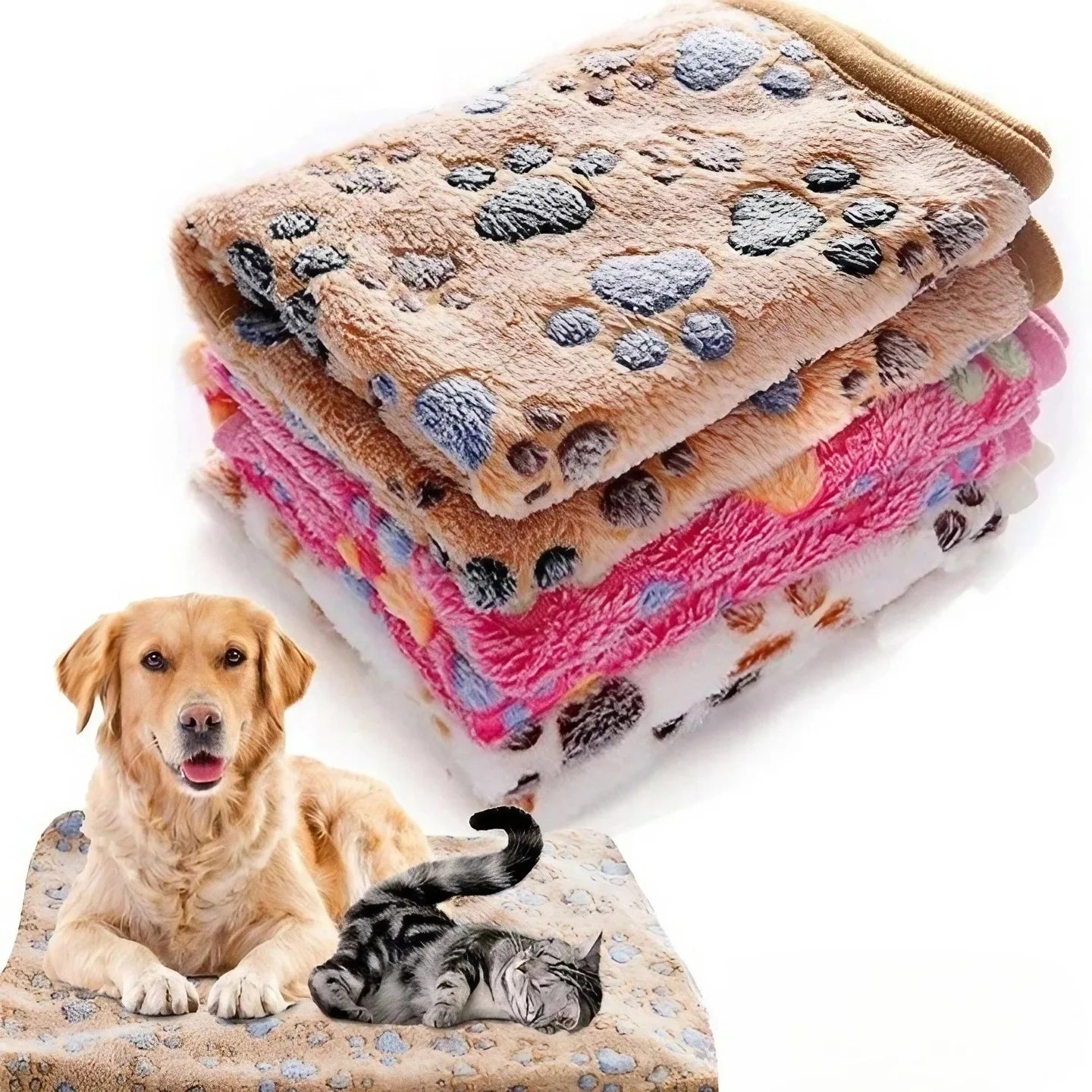 Soft Fluffy Pet Blanket with Cute Cartoon Design – Warm and Cosy for Dogs & Cats