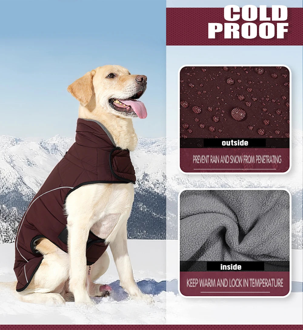 Waterproof Reflective Winter Dog Coat – Warm Insulated Outdoor Jacket for Medium & Large Breeds