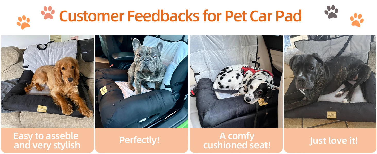 Portable Dog Car Seat Bed – Waterproof Pet Booster Seat with Safety Belt & Travel Cushion