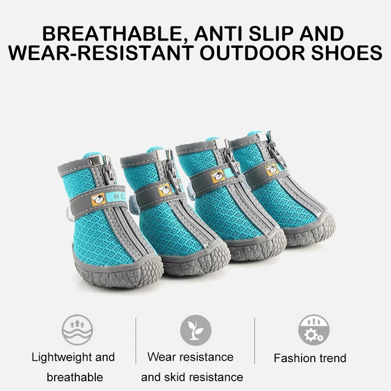 Non-Slip Dog Shoes with Warm Plush Lining – Waterproof Pet Boots for Winter, Walking & Outdoor Protection (4 Pack)