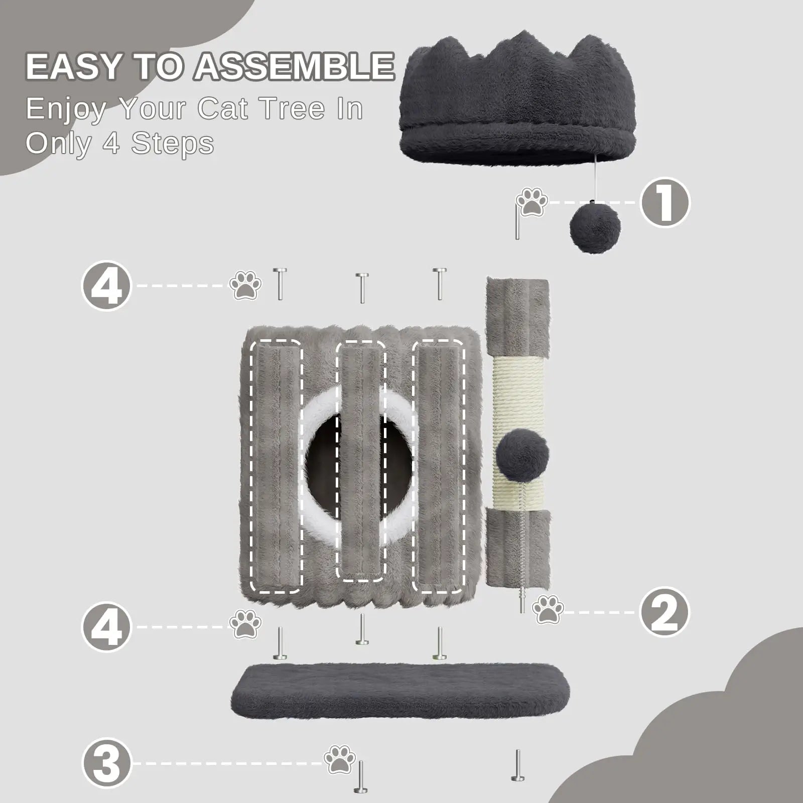 Indoor Cat Tree Tower – 53cm Small Scratching Post with Cat Bed, Cave, Perch & Play Toys