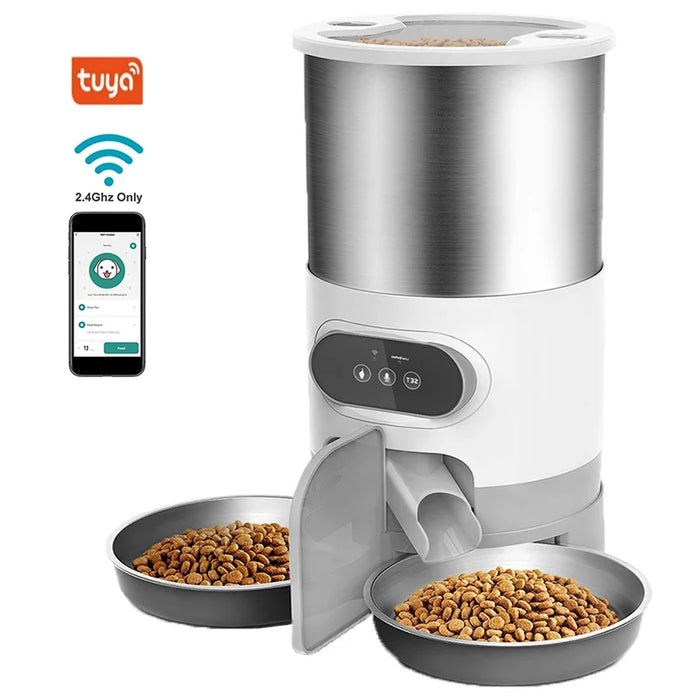 Smart Automatic Cat Feeder – APP Control, Stainless Steel Bowls, Timer & Remote Feeding (3L/4.5L)