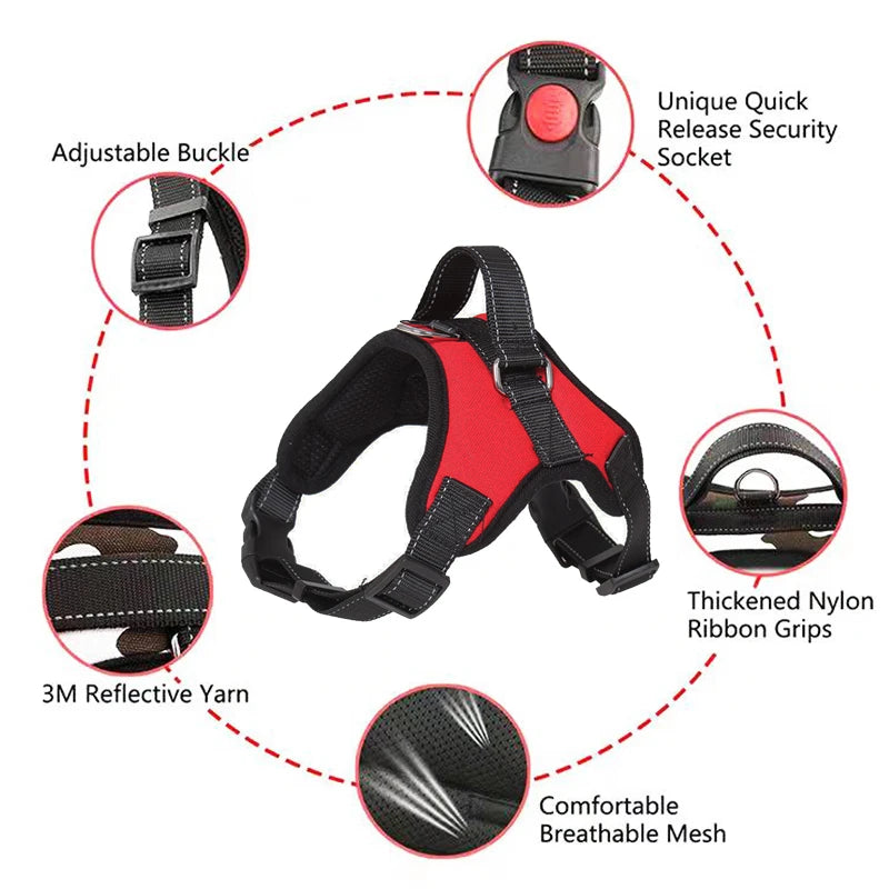 Reflective Adjustable Dog Harness: Ideal for Walking, Training, and Safety