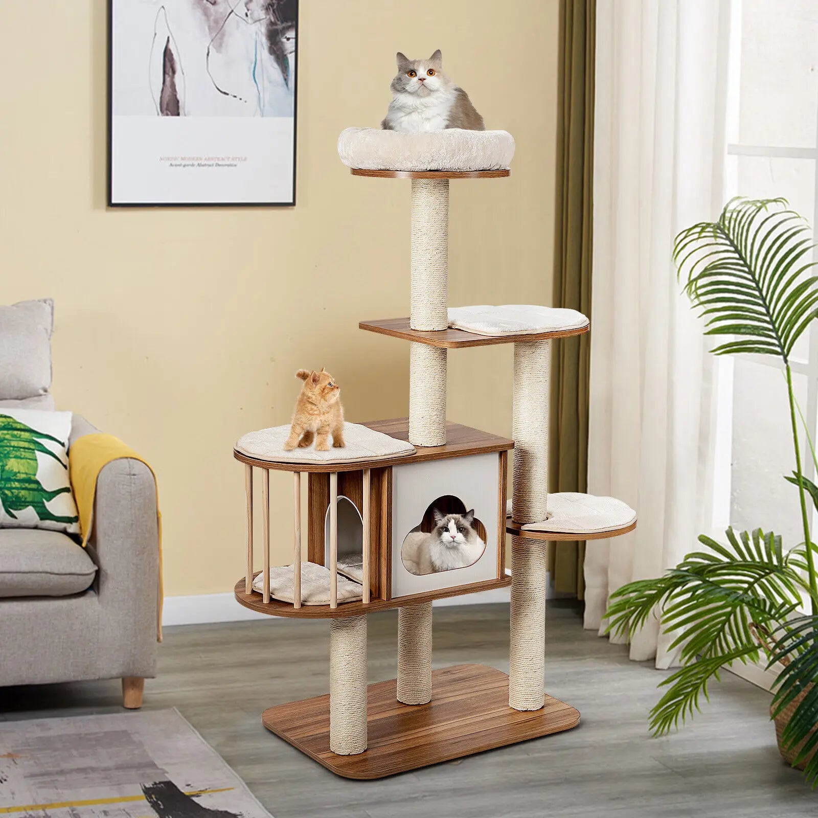 Premium Large Cat Tree, Tall Cat Tower, Multi-Level Activity Center, Indoor Cat Furniture for Cats and Kittens