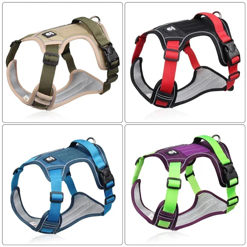 Adjustable Reflective Dog Harness Vest - Safety Training & Walking Gear for Small to Large Dogs