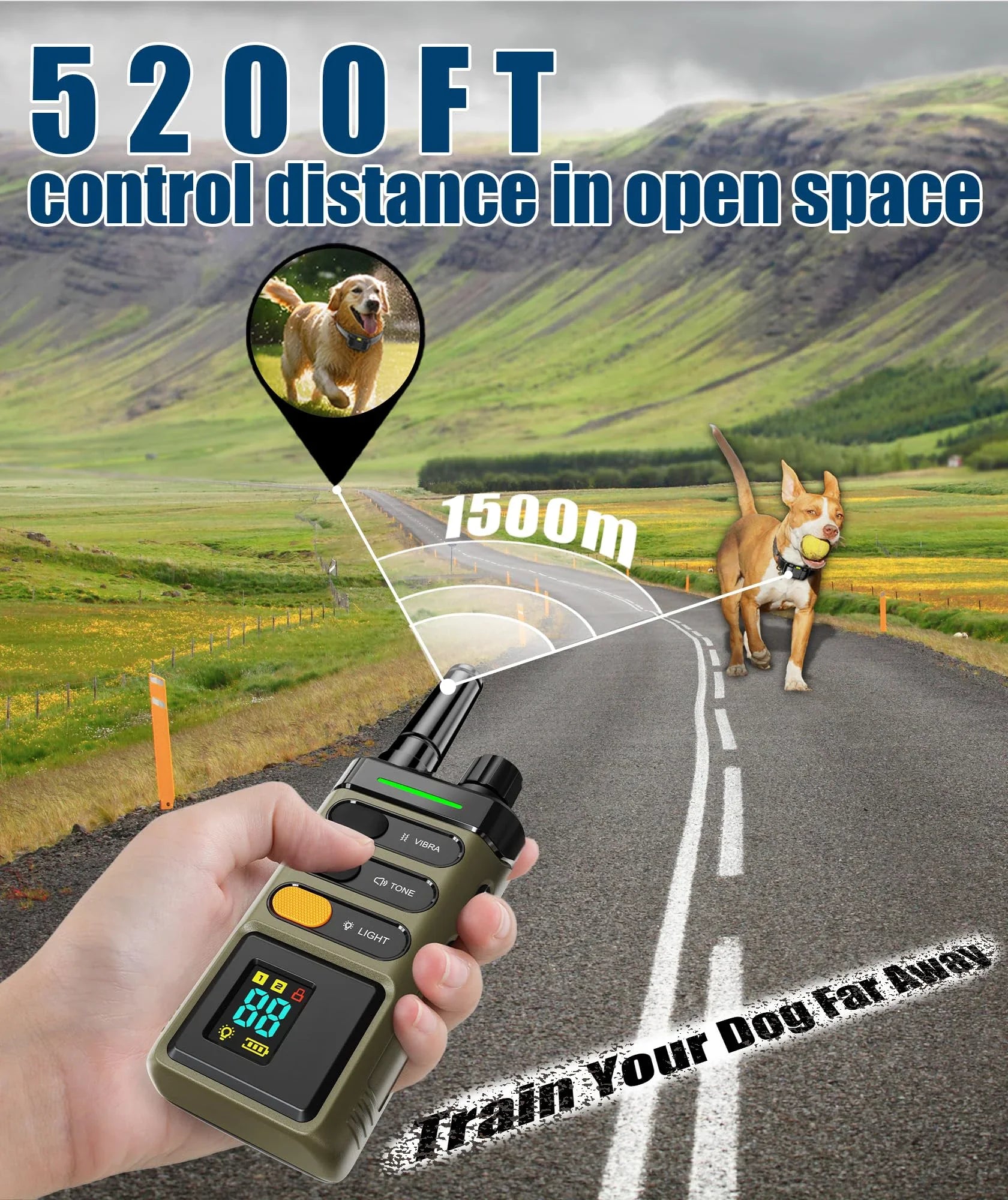 Waterproof Dog Training Collar – 5200FT Remote Electric Collar with 4 Adjustable Training Mode