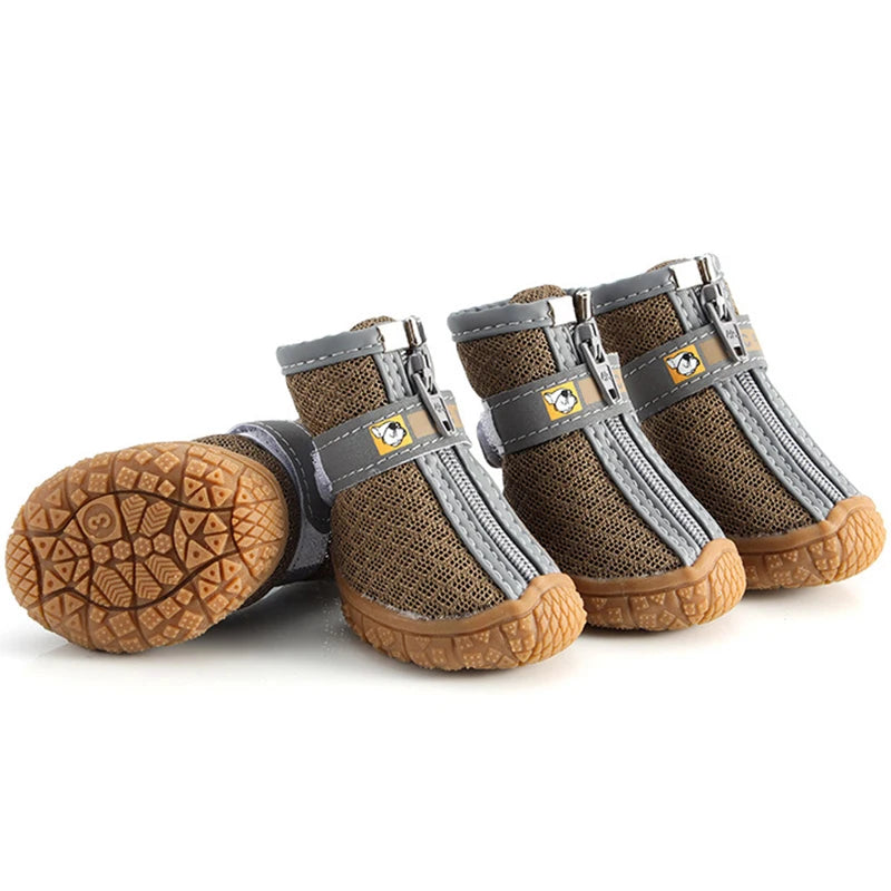 Non-Slip Dog Shoes with Warm Plush Lining – Waterproof Pet Boots for Winter, Walking & Outdoor Protection (4 Pack)
