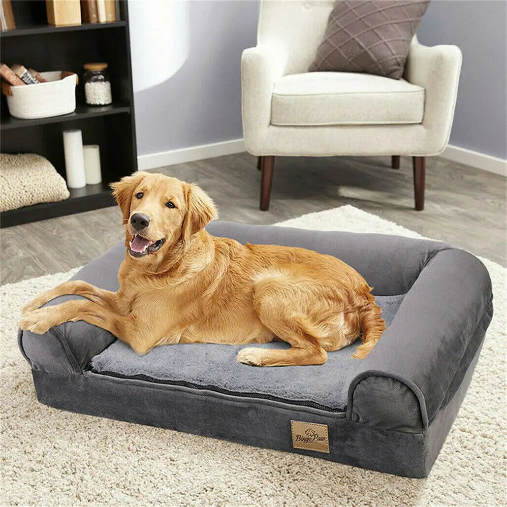 Calming Dog Bed M to XXL – Orthopaedic Memory Foam with Waterproof, Removable Plush Cover for Small to Large Dogs