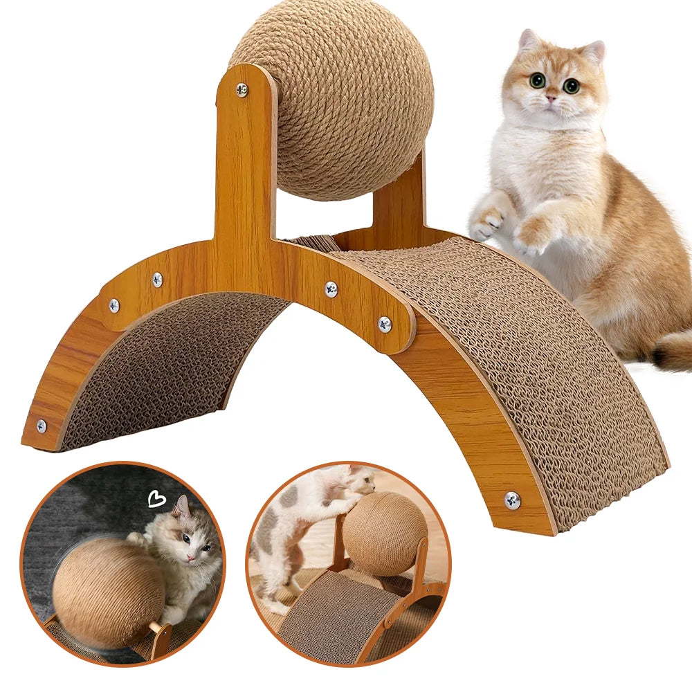 2-in-1 Cat Scratching Ball & Post – Sisal Scratch Board Paw Grinding Toy, Wear-Resistant Cat Scratcher