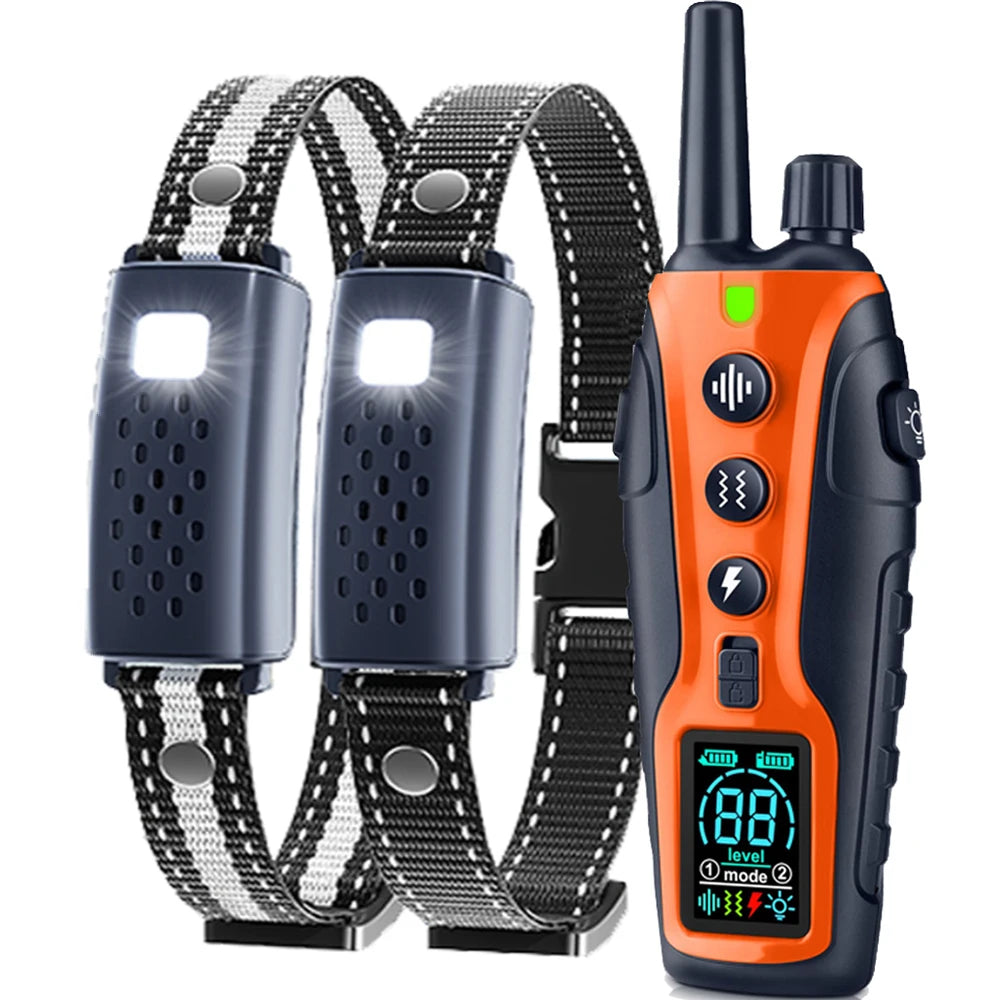 Smart Dog Training Collar with Remote – Long Range, Anti-Bark, Beep, Vibration, Shock & Light Modes | Waterproof & Rechargeable!