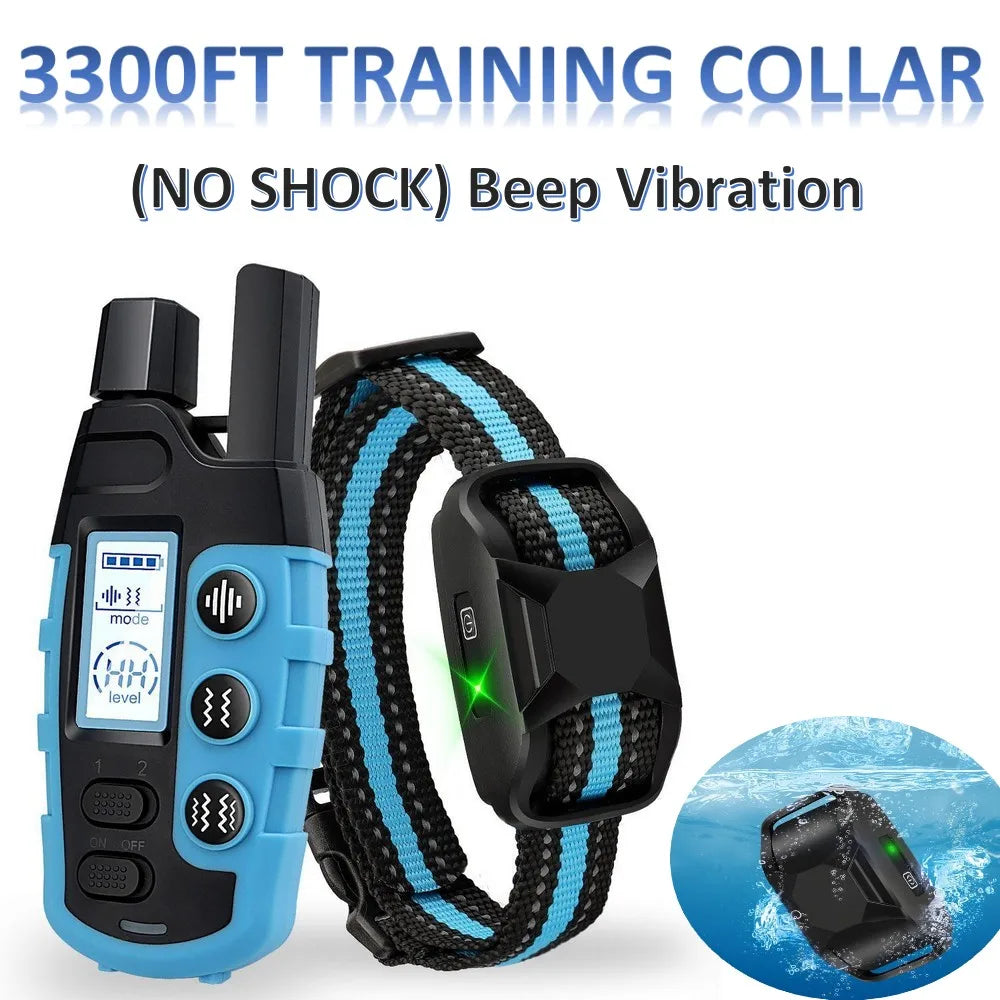 No Shock 3300Ft Dog Training Collar | Remote, Rechargeable & Waterproof | Beep & Vibration