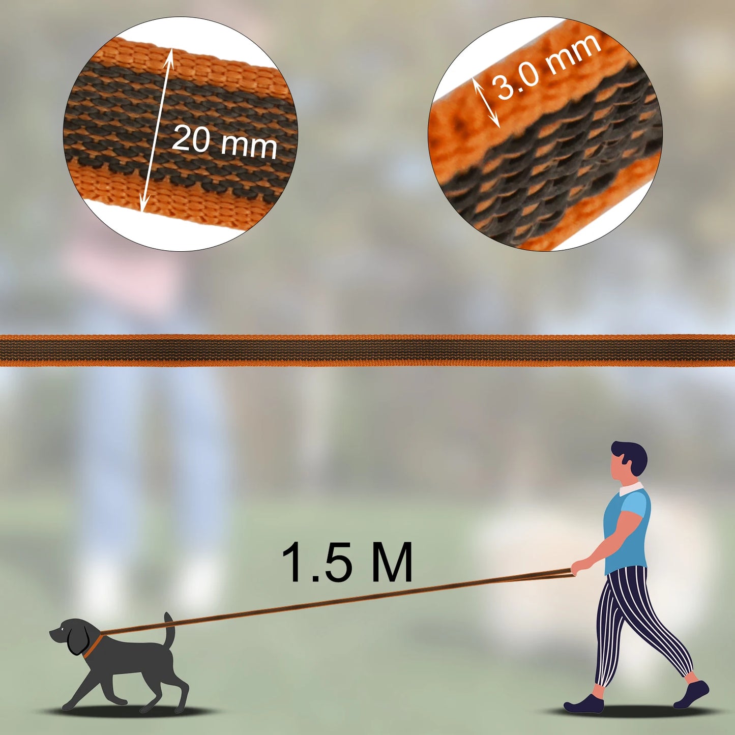 Durable Dual-Colour Long Dog Lead – 1.5M/3M/5M/15M – Easy & Convenient Training for Small to Medium Dogs