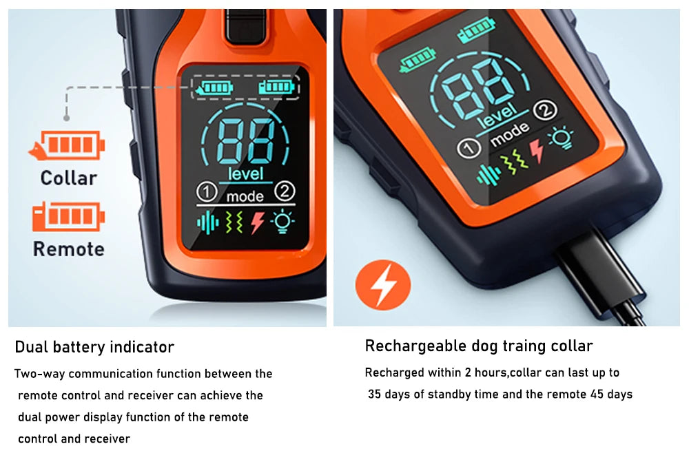 Smart Dog Training Collar with Remote – Long Range, Anti-Bark, Beep, Vibration, Shock & Light Modes | Waterproof & Rechargeable!