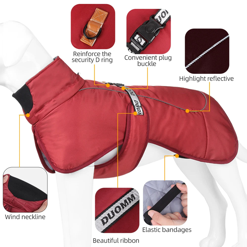 Windproof Winter Dog Jacket for Large Breeds - Warm Coat for Labradors, Golden Retrievers, and Pitbulls