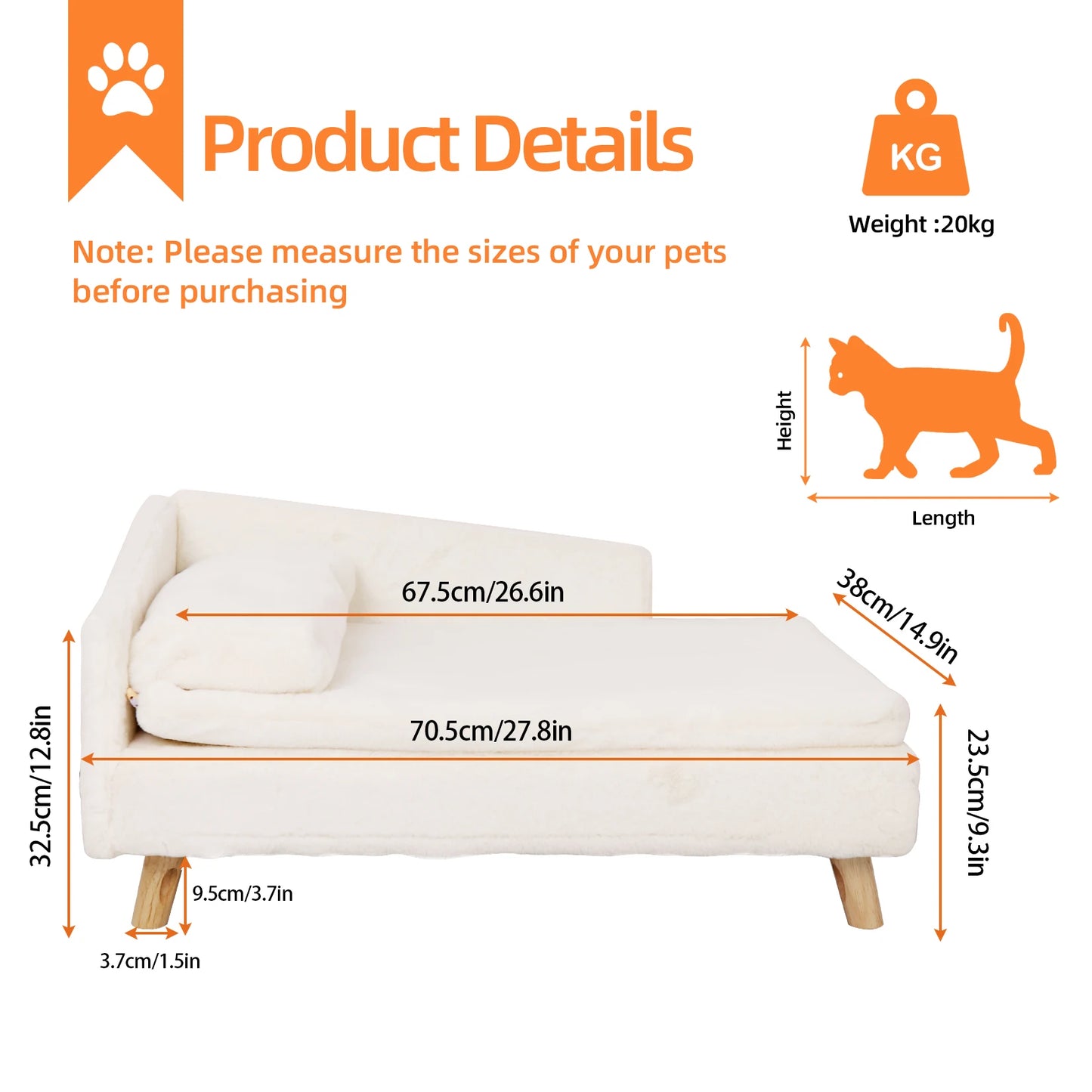 Nordic Elevated Pet Sofa Bed for Small Dogs & Kittens and Cats – Cosy, Stylish, and Practical