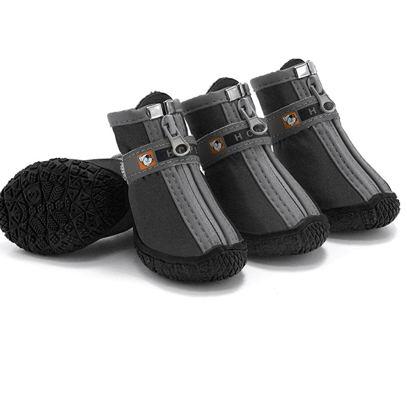 Non-Slip Dog Shoes with Warm Plush Lining – Waterproof Pet Boots for Winter, Walking & Outdoor Protection (4 Pack)