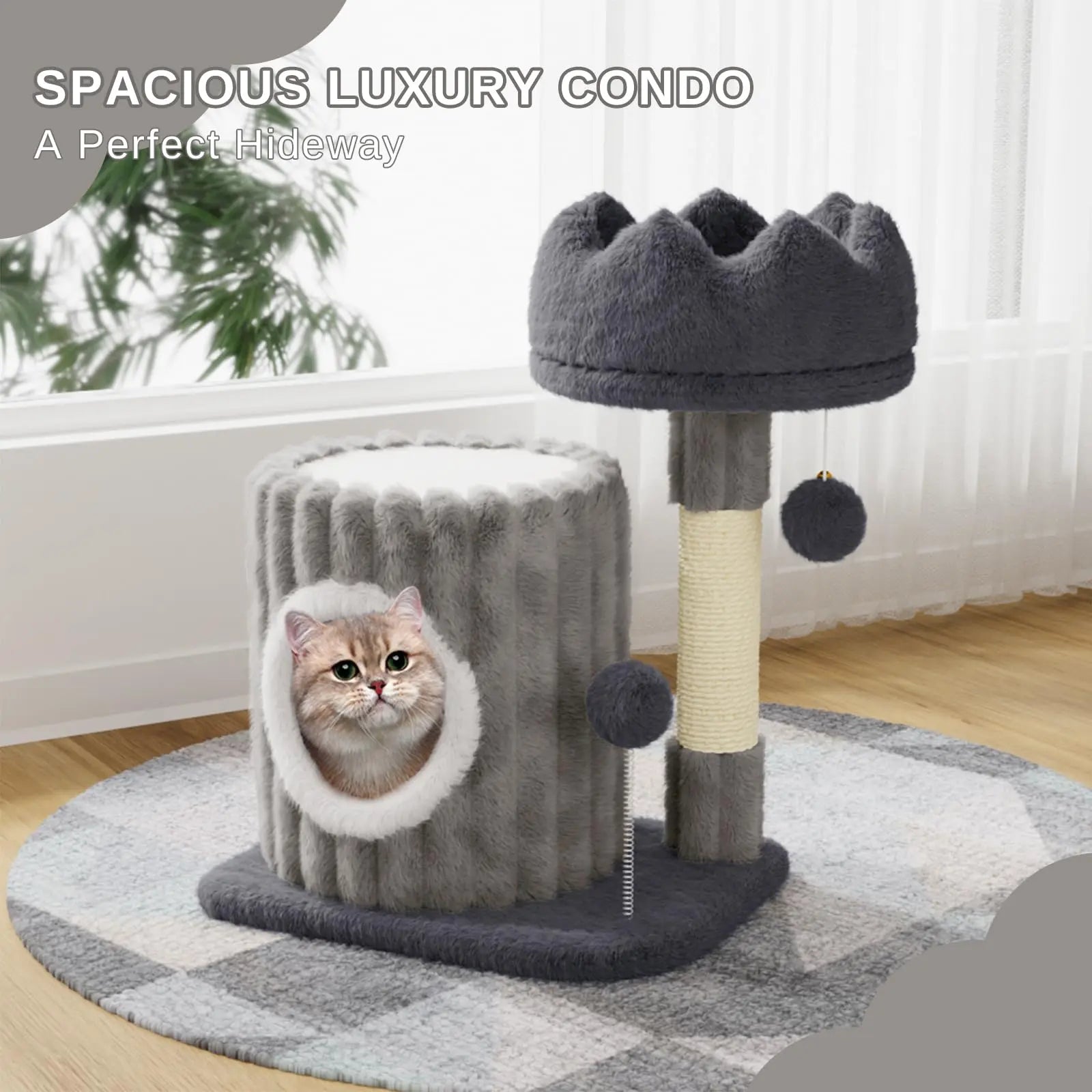 Indoor Cat Tree Tower – 53cm Small Scratching Post with Cat Bed, Cave, Perch & Play Toys