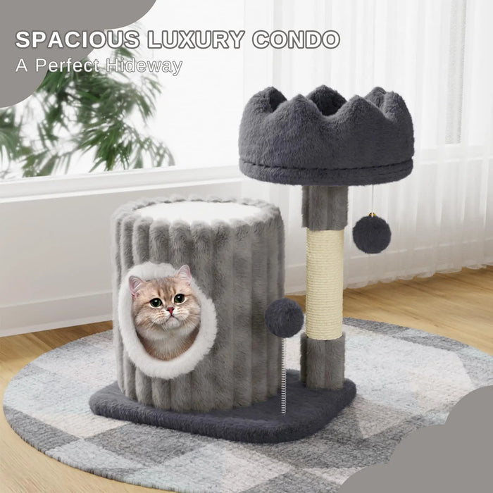 Indoor Cat Tree Tower – 53cm Small Scratching Post with Cat Bed, Cave, Perch & Play Toys