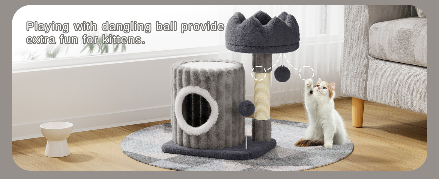 Indoor Cat Tree Tower – 53cm Small Scratching Post with Cat Bed, Cave, Perch & Play Toys